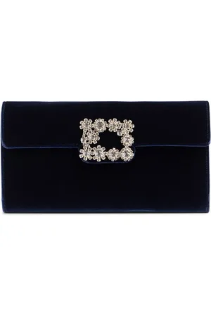 Roger Vivier Velvet Clutch W/embellished Buckle