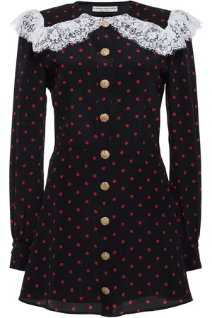 Alessandra Rich Polka Dot Print Silk Mini Dress