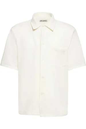 OUR LEGACY Boxy Bouclé Short Sleeve Shirt