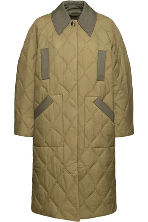 Ganni Quilted Raglan Midi Coat