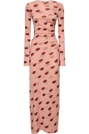 Stella McCartney Lip Print Mesh Long Dress