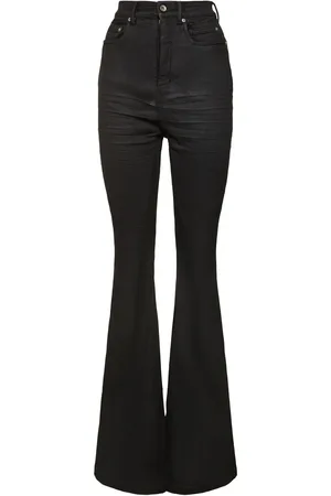 Rick Owens Bolan Mid Rise Coated Denim Flared Jeans