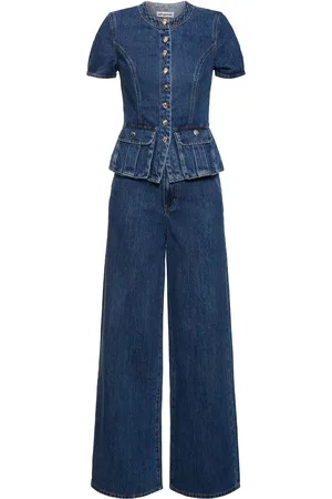Self-Portrait Buttoned Denim Long Jumpsuit