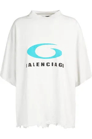 Balenciaga Icon Print Cropped Cotton T-shirt