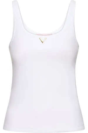VALENTINO Ribbed Jersey Logo Tank Top