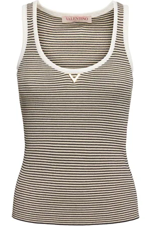 VALENTINO Striped Lurex Sleeveless Top