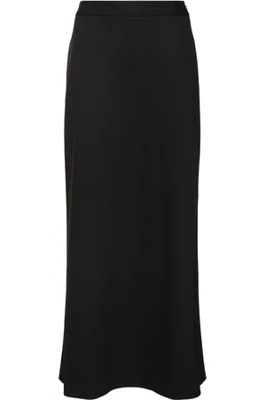 Alberta Ferretti Wool Blend Twill Long Skirt