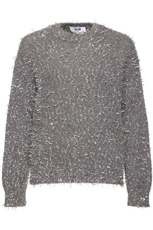 Msgm Silver Textured Knit Sweater