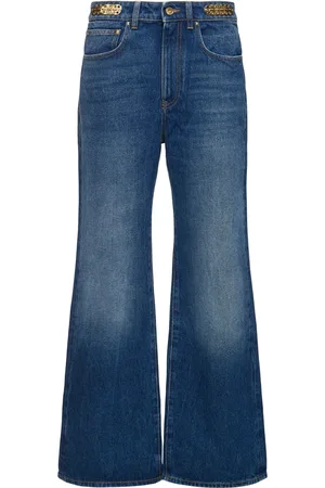 Paco rabanne Mid Rise Denim Straight Jeans W/ Chain