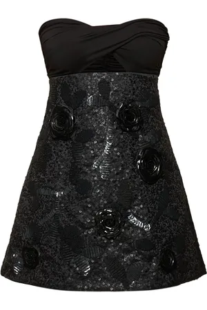Des Phemmes Sequined Mini Dress W/ Roses