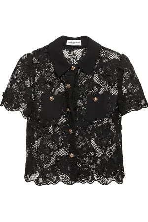 Self-Portrait Short Sleeve Lace Top