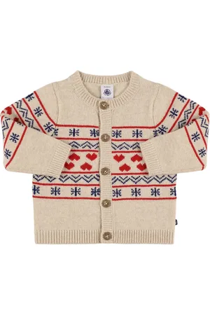 Petit Bateau Jacquard Knit Wool Blend Cardigan