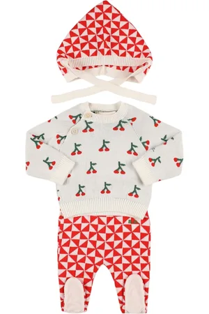 Bobo Choses Cotton Knit Sweater, Leggings And Hat