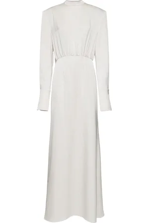 MAGDA BUTRYM Silk Satin Long Dress W/ Scarf Panel