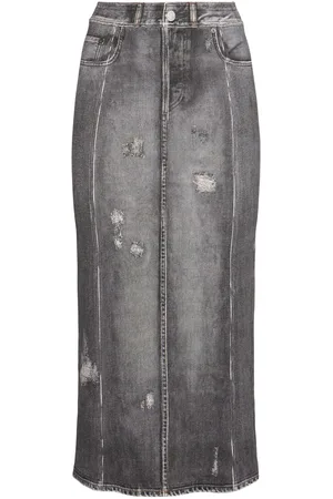 Acne Studios Printed Stretch Cotton Midi Skirt