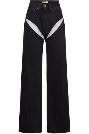 Y / PROJECT High Rise Cutout Denim Wide Jeans