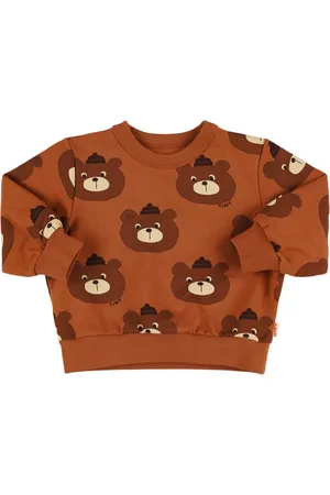 Tiny Cottons Bear Print Cotton Crewneck Sweatshirt