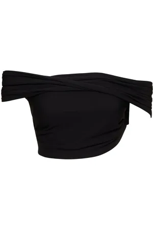 Casablanca Draped Crepe Jersey Crop Top