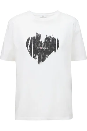 Saint Laurent Heart Printed Cotton Jersey T-shirt