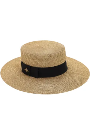 Gucci Straw Effect Nylon Blend Hat W/ Bee