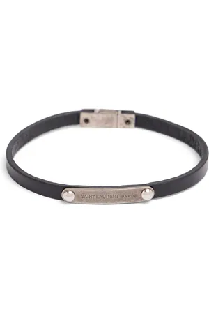 Saint Laurent Ysl Logo Tag Leather Bracelet