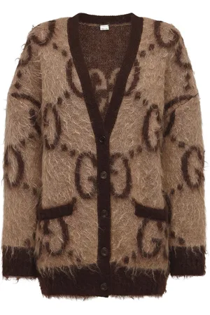 Gucci Oversized Gg Mohair Blend Knit Cardigan
