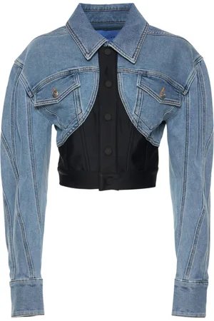 MUGLER Stretch Denim & Jersey Jacket