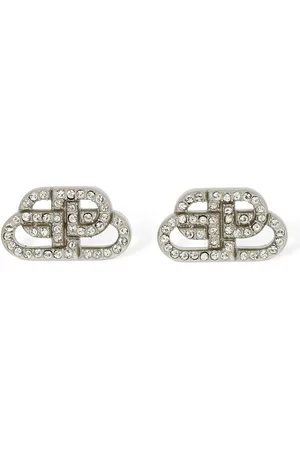 Balenciaga Bb Xs Mini Logo Stud Crystal Earrings