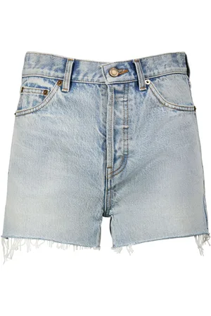 Saint Laurent Slim Fit Cotton Denim Shorts