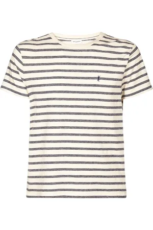 Saint Laurent Striped Monogram Cotton Jersey T-shirt
