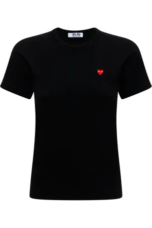 Comme des Garçons Embroidered Red Heart Cotton T-shirt