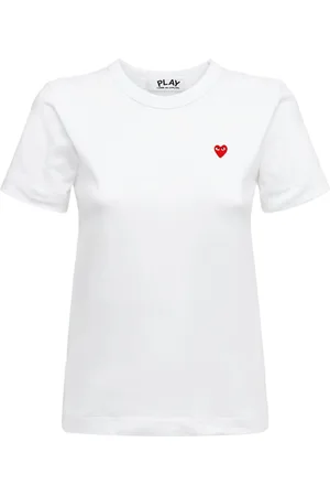 Comme des Garçons Embroidered Red Heart Cotton T-shirt