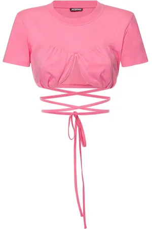 Jacquemus Le Tshirt Baci Cotton Self Tie Crop Top