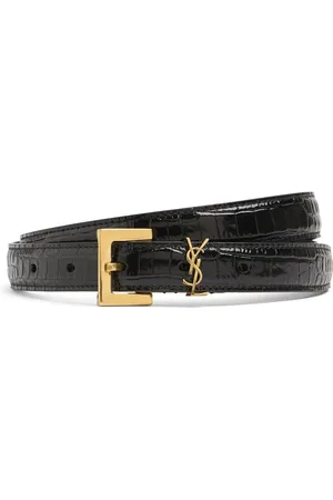 Saint Laurent 20mm Croc Embossed Leather Belt