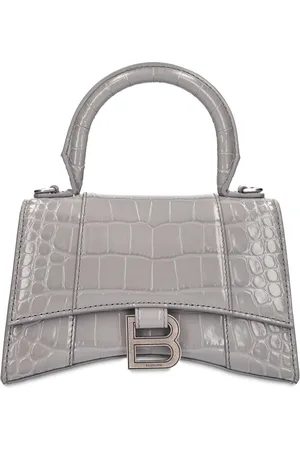 Balenciaga Croc Embossed Leather Shoulder Bag