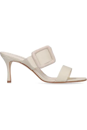 Manolo Blahnik 70mm Gable Viscose & Linen Mules