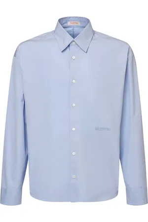 VALENTINO Logo Embroidery Cotton Poplin Shirt