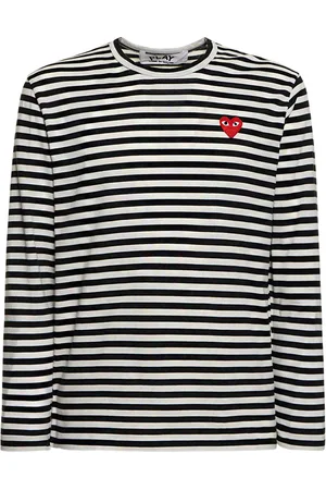 Comme des Garçons Red Emblem Patch Striped Cotton T-shirt