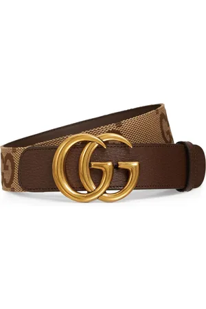 Gucci 4cm Gg Canvas & Leather Belt