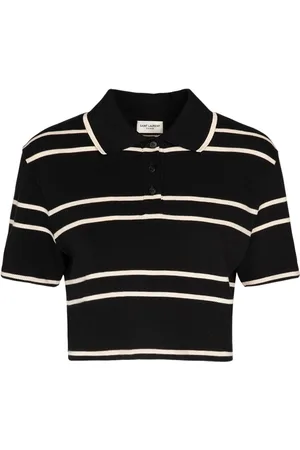 Saint Laurent Cropped Cotton Polo Top
