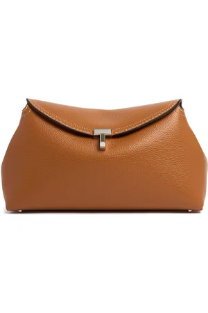 Totême T-lock Pebble Grain Leather Clutch