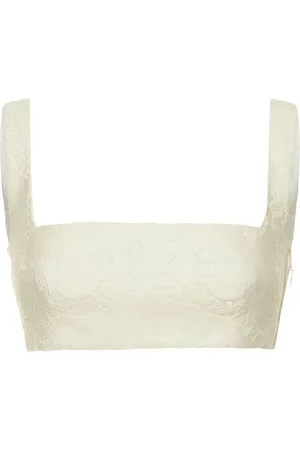 VALENTINO Cotton Guipure Lace Bandana Crop Top