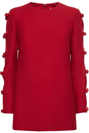 VALENTINO Wool & Silk Crepe Bows L/s Top