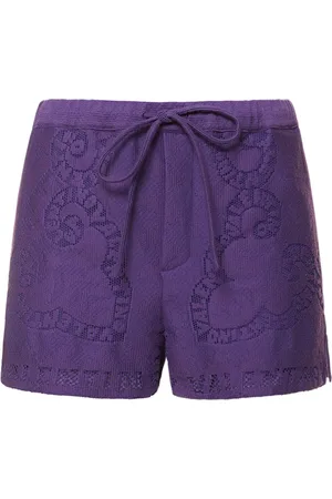 VALENTINO Cotton Guipure Lace Mini Shorts