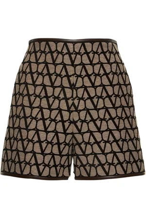 VALENTINO Logo Jacquard Canvas Mini Shorts