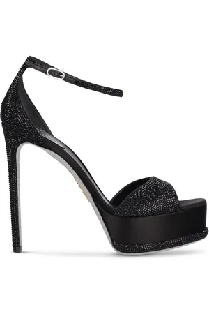 RENE CAOVILLA 130mm Embellished Satin Platform Sandals