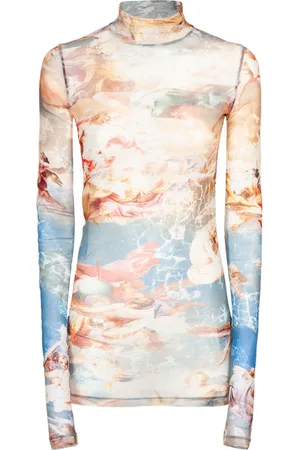 Balmain Sky Print Mesh Long Sleeved Top