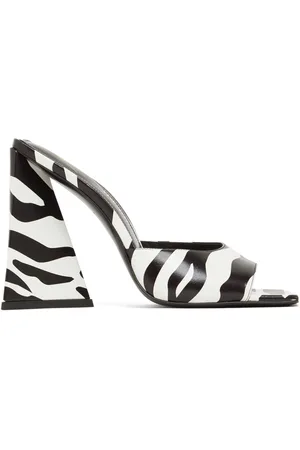 The Attico 115mm Devon Zebra Print Leather Mules