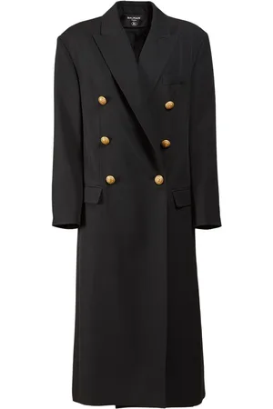 Balmain Oversize Wool Grain De Poudre Coat