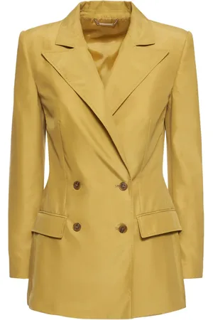 Alberta Ferretti Habotai Silk Double Breasted Blazer